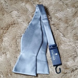 Stafford Silver Satin Bow Tie